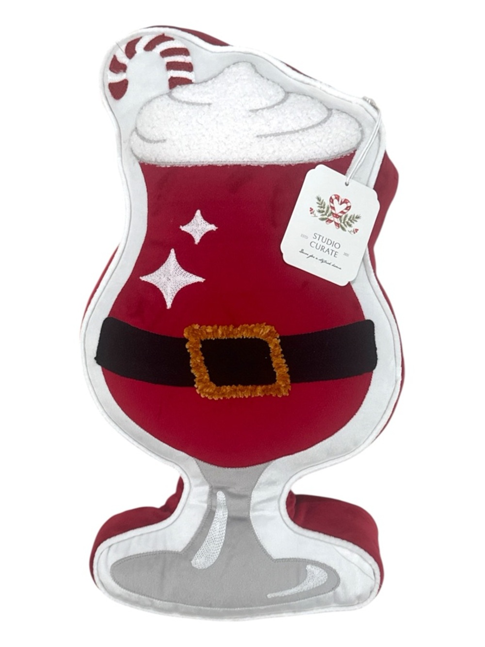 Santa Cocoa Mug Christmas Throw Pillow Embroidered Holiday Accent NWT - Picture 2 of 6